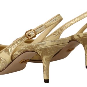 Gold Crystal Slingbacks Pumps Heels Shoes