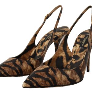 Brown Slingbacks Leather Tiger Shoes