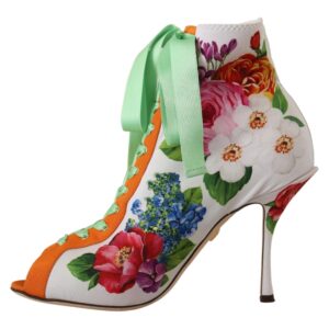 White Jersey Stretch Boots Open Toes Heels Shoes