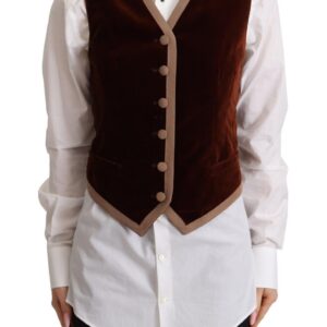 Bordeaux Velvet Cotton V-neck Sleeveless Vest Top