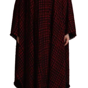 Black Red Cotton Checkered Over Coat Jacket