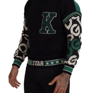 Black Green Cotton KING Star Crewneck Pullover Sweater
