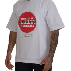 White Amor Heart Cotton Crewneck T-shirt