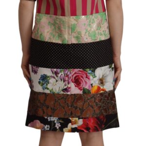 Multicolor Pachwork Floral Sheath Jaquard Mini Gown Dress