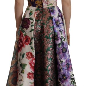 Dress Midi Patchwork Floral Jaquard Silk