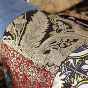 Multicolor Double-Breasted Patchwork Jacquard Blazer Jacket