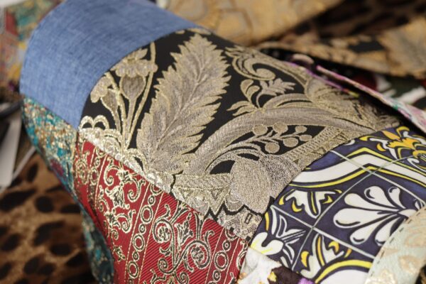 Multicolor Double-Breasted Patchwork Jacquard Blazer Jacket