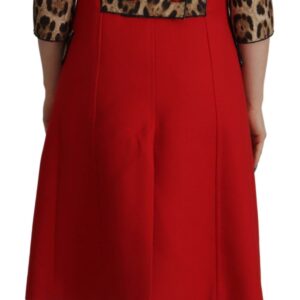 Red Leopard Wool Trenchcoat Jacket