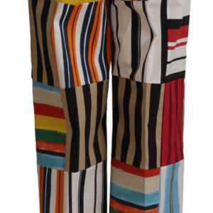 Multicolor Striped High Waist Cotton Pants