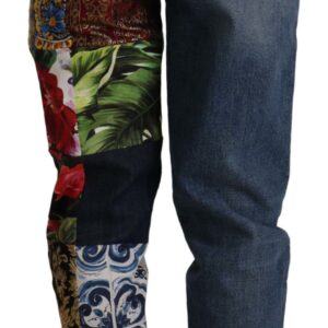 Blue Jeans Jacquard Majolica High Waist Pants