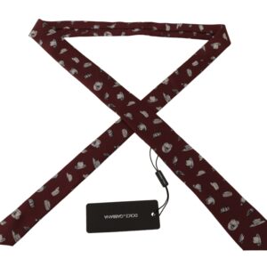 Maroon Hat Pattern 100% Silk Adjustable Accessory Tie