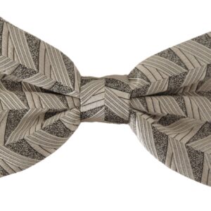 Gray 100% Silk Adjustable Neck Papillon Bow Tie
