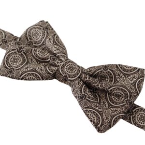 Black white 100% Silk Adjustable Neck Papillon Tie