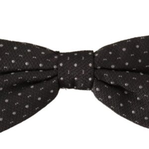 Gray Polka Dot 100% Silk Neck Papillon Tie