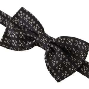 Black White Polka Dot 100% Silk Neck Papillon Tie