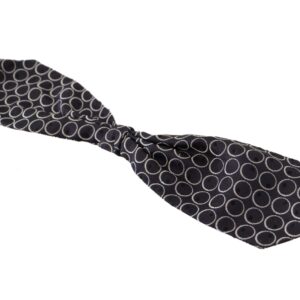 Black White Round 100% Silk Neck Papillon  Tie