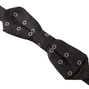 Black White Polka Dot 100% Silk Neck Papillon Tie