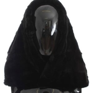 Black Weasel Fur Crochet Hood Scarf Hat