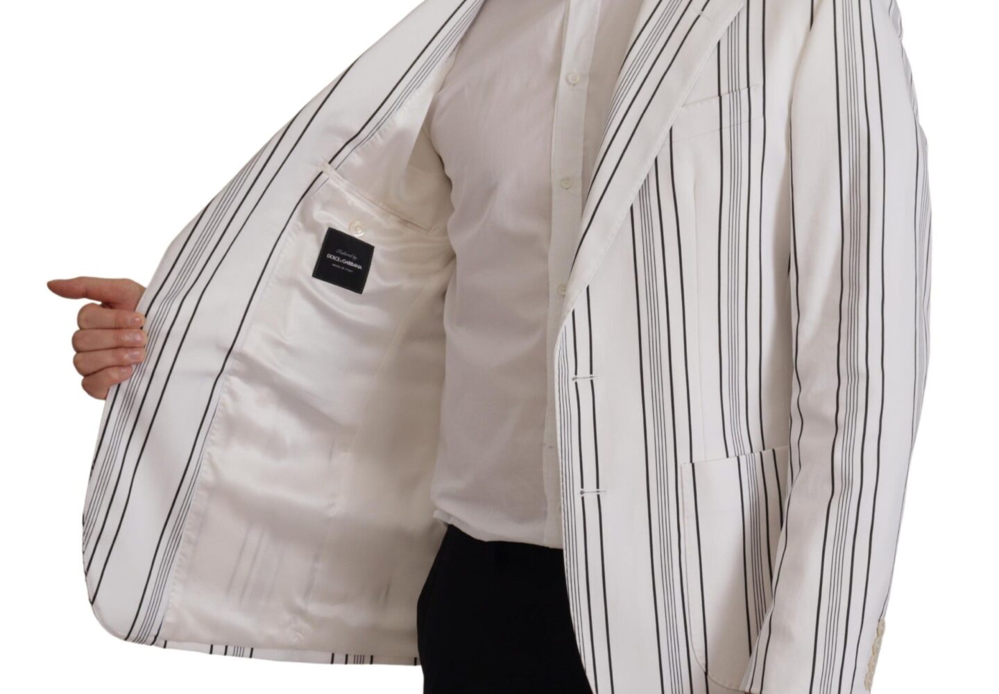 White Stripes Cotton Single Breasted Blazer - Jag Couture London