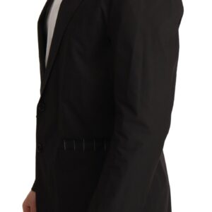 Black Cotton Single Breasted Blazer Jacket