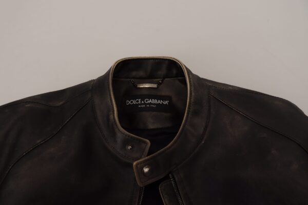 Black Leather Zipper Biker Coat Jacket