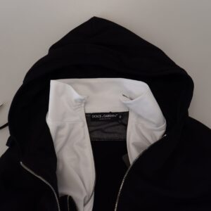 Black Polyester Hooded Full Zip Jacket