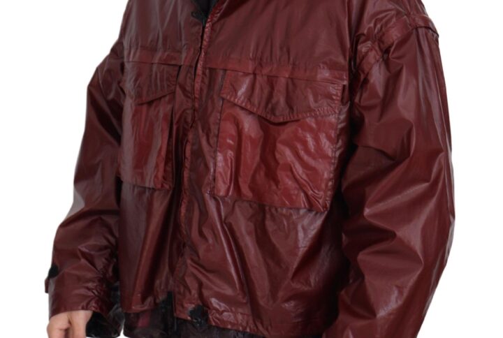 Bordeaux Cotton Hooded Full Zip Jacket - Jag Couture London