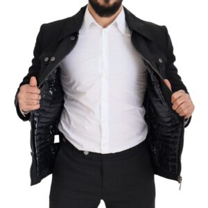 Black Wool Collared Full Zip Jacket