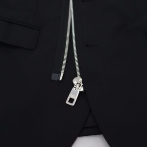 Black Wool Full Zip Long Sleeves Jacket