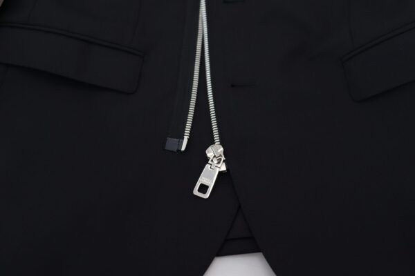 Black Wool Full Zip Long Sleeves Jacket