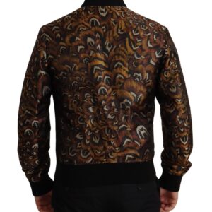 Brown Feather Full Zip Blouson Jacket