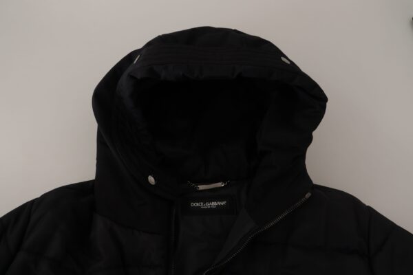 Black Nylon Hooded Parka Coat Winter Jacket