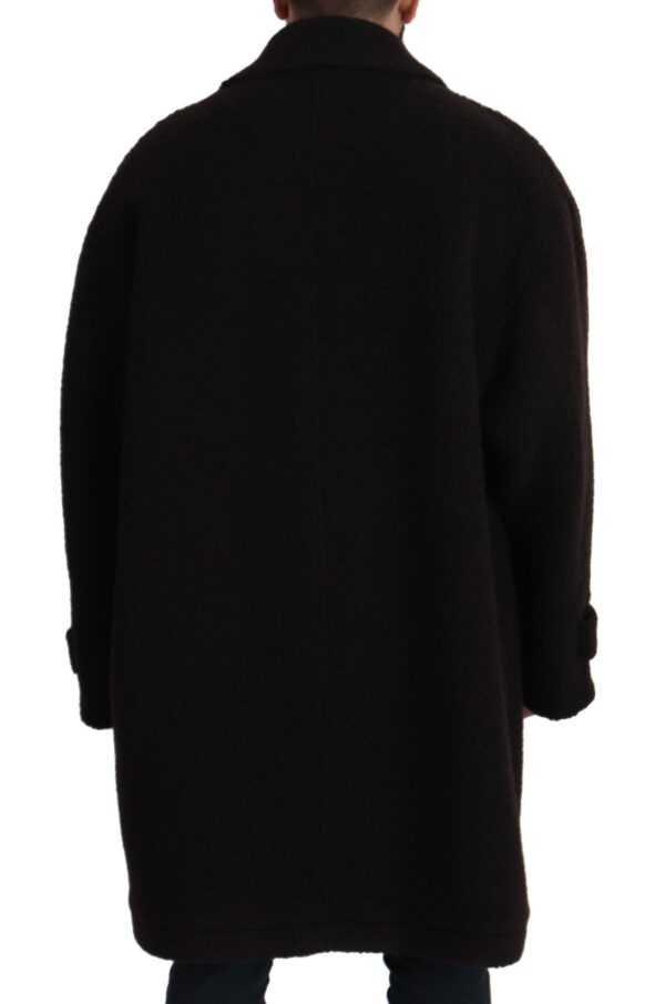 Black Alpaca Button Down Trench Coat Jacket
