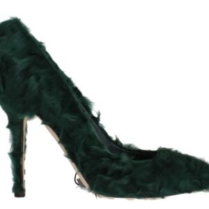 Green Xiangao Lamb Fur Leather Pumps