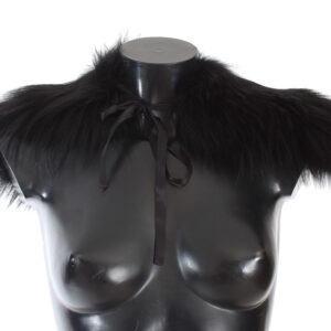 Black Fox Fur Collar Scarf