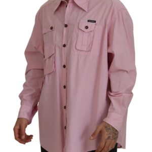Pink Casual Button Down Long Sleeves Shirt