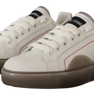 White Leather Shoes Womens Logo Portofino Sneakers