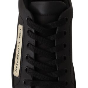 Black Gold Leather Low Top Sneakers Womens Shoes