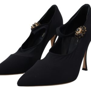Black Socks Stretch Crystal Pumps Shoes