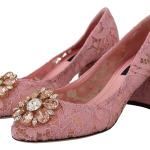 Pink Taormina Lace Crystal Pumps Pastel Shoes