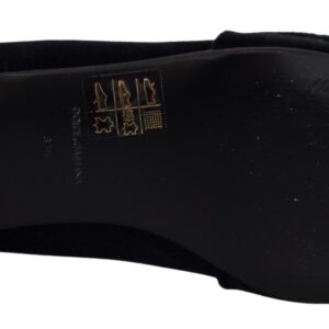 Black Velvet Crystals Loafers Flats Shoes