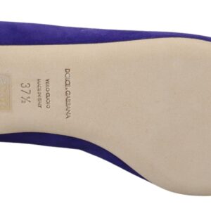 Purple Suede Crystals Loafers Flats Shoes