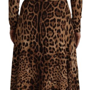 Brown Leopard Wrap A-line Maxi Viscose Dress
