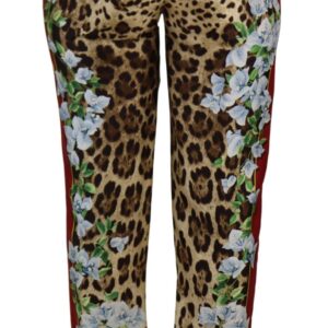 Multicolor Leopard Flora Printed Mid Waist Trouser Pants