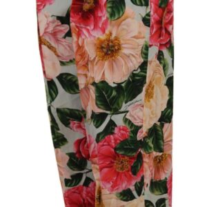 Multicolor Flora Printed High Waist Cropped Trouser Pants