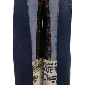 Multicolor Patchwork DG Fashion Wide Leg Denim Pant