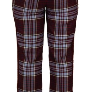 Gray Checked High Waist Cropped Trouser Pants