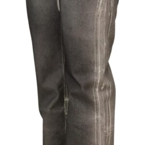 Grey Washed High Waist Denim Pants Cotton Jeans