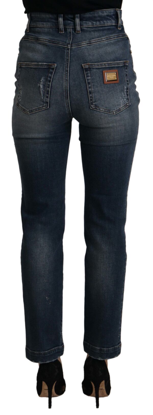Blue Denim Crystal Embellished Pants Jeans