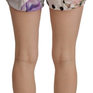 Multicolor Patchwork High Waist Cotton Shorts